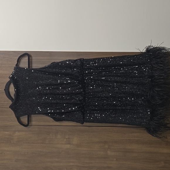 Eliza J-Sequin Feather Sheath Dress-Size 14 - Picture 5 of 17